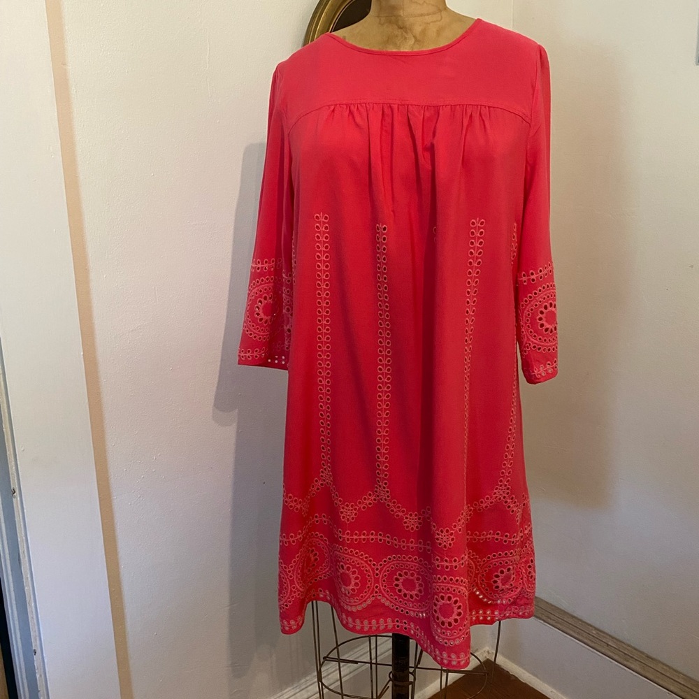 Crown & Ivy Pink Mini Dress with Eyelet Detail